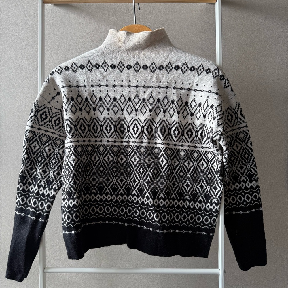 Joie Black and Cream Turtleneck Sweater